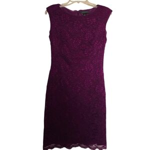 Ralph Lauren Rich Purple Lace Midi Dress